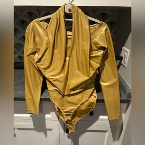 Vintage Donna Karan Black Label Gold Bodysuit M